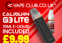 Vape Deal!! Uwell Caliburn G3 Lite + 2 Elfliq E-liquids – Only £9.99! Deal Uwell Caliburn Lite VC
